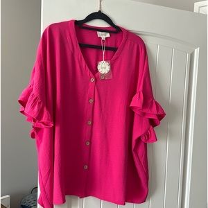 Oddy button up ruffle sleeve shirt